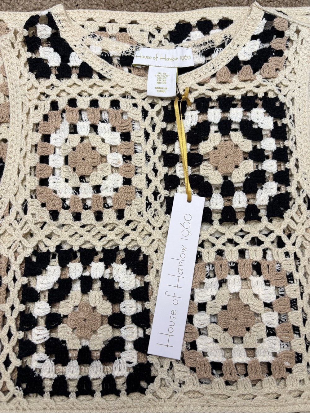 House of Harlow Granny Square Crochet Dress